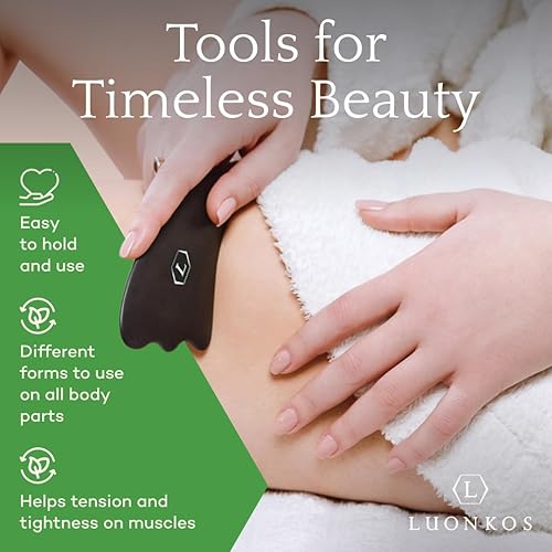 Miniatura 4 de Hana Emi Juego de herramientas faciales grandes Gua Sha 4 piezas rutina de cuidado de la piel y masaje - Herramientas Gua Sha - Piedras de masaje