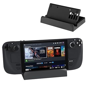 Ermorgen Stand Base Compatible for Valve Steam Deck 2021, Foldable and Portable Adjustable Holder, Multifunctional Dock with Anti-Slip Silicone Pad and Heat Dissipation Hole