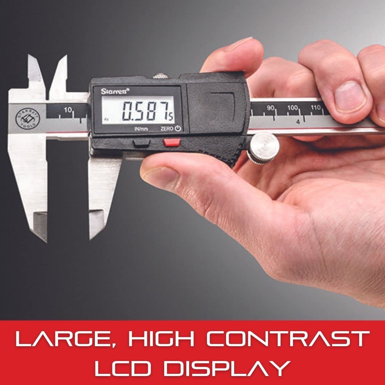 Starrett Stainless Steel IP67 Electronic Slide Caliper - 0-8" Range, .0005" Resolution, LCD Display, Fine Adjustment, Slide Lock, in/mm Conversion - 798A-8/200