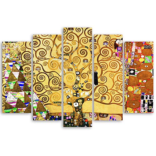 Legendarte - Cuadro Lienzo, Impresión Digital - El Árbol De La Vida - Gustav Klimt - Decoración Pared cm. 150x100 Tipo A1 (5 paneles)