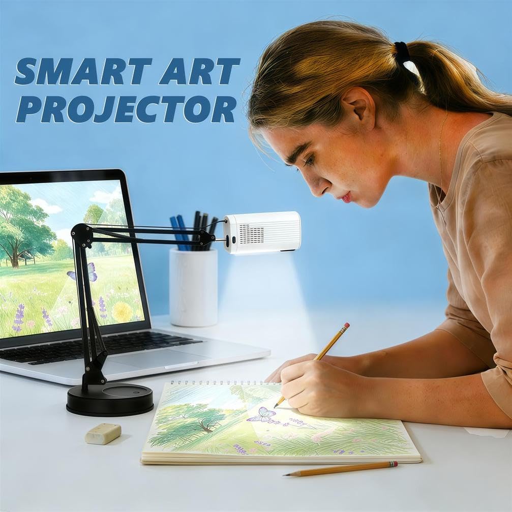 Proiettore da disegno portatile per tracciare e dipingere, messa a fuoco regolabile e dimensioni dell'immagine con correzione dei bordi, ideale per artisti e principianti