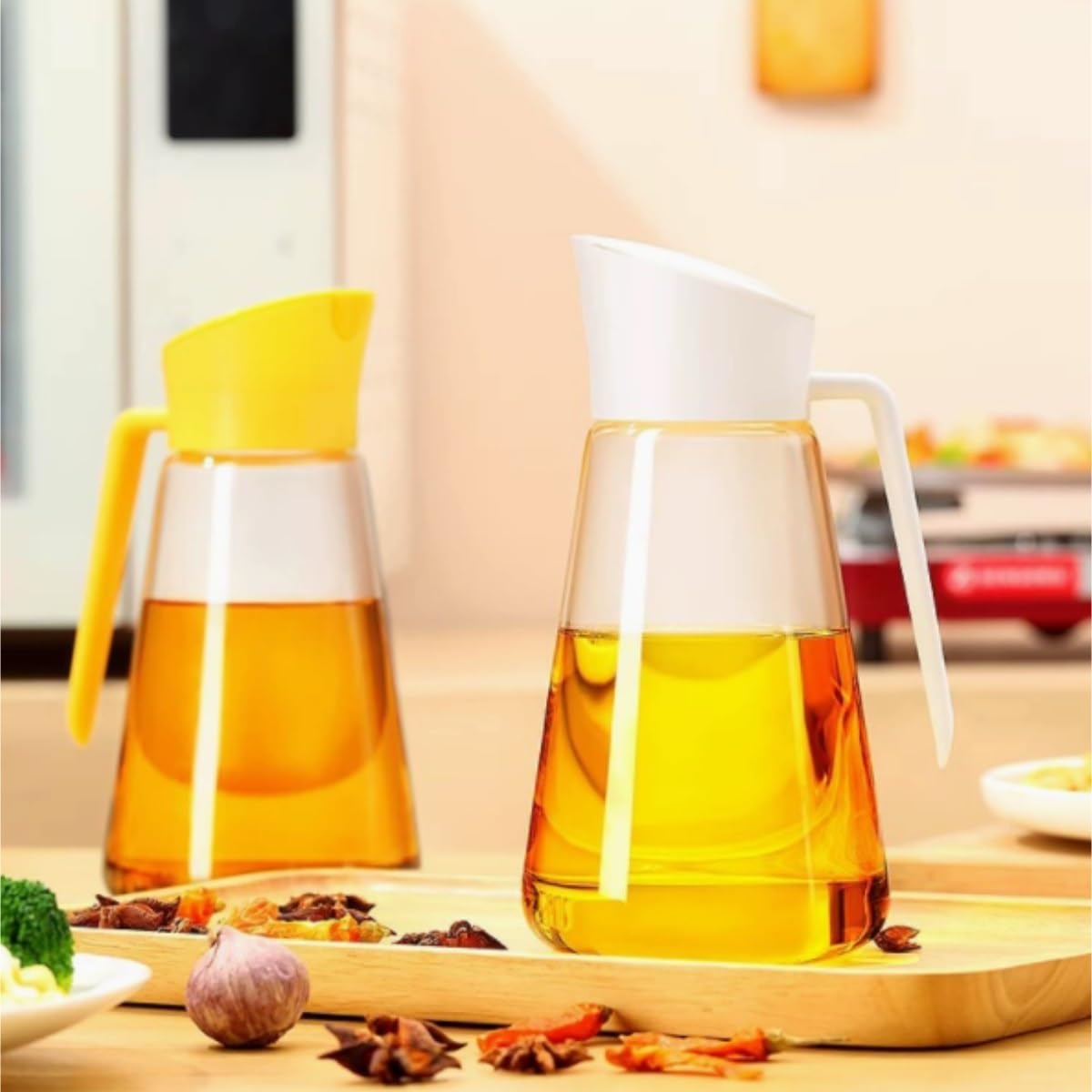 Dispenser per Salsa di Soia Cucina Domestica Apertura E Chiusura Automatica Bottiglia Di Olio Salsa Di Soia Aceto Pentola Set Da 3 Pezzi Contenitore Dell'olio
