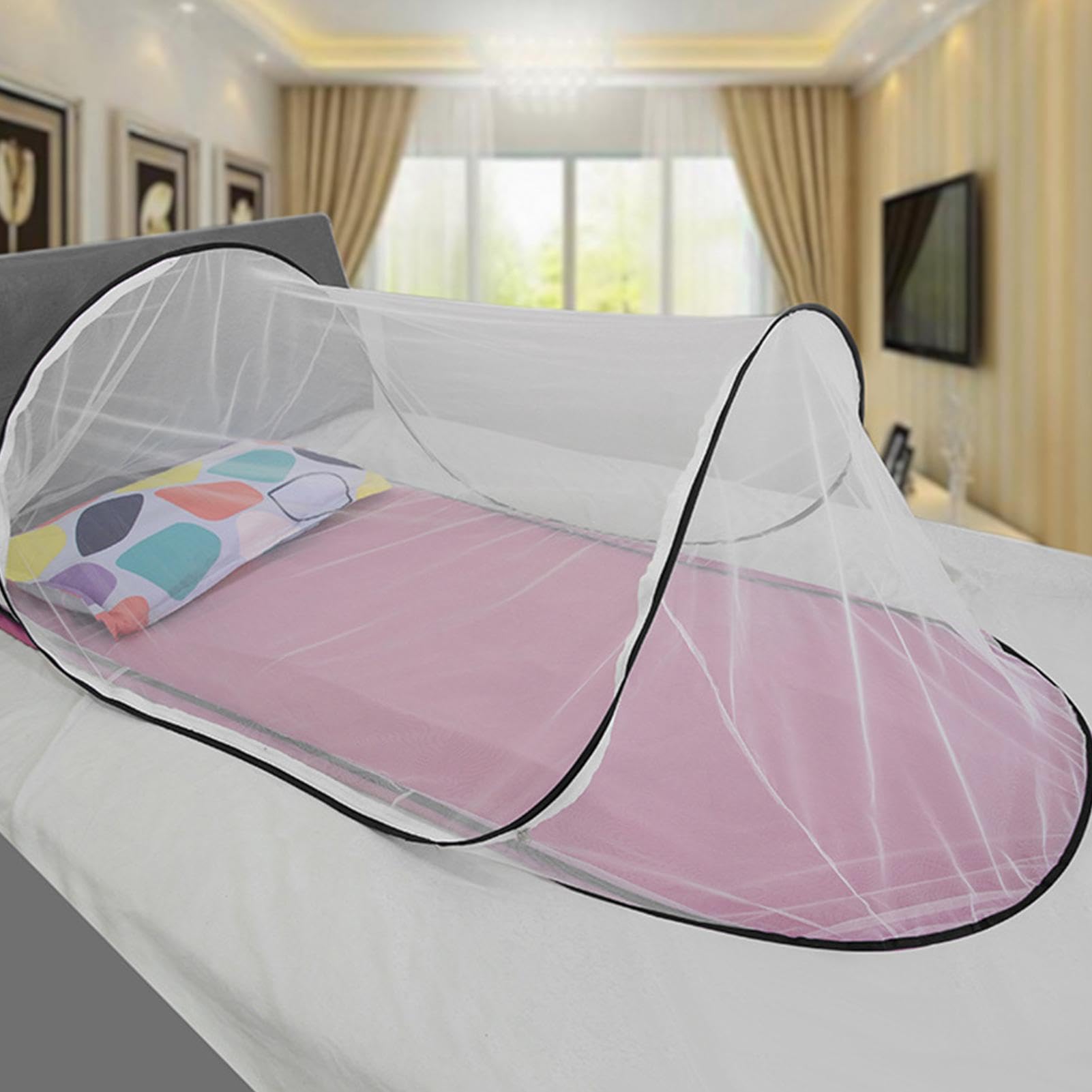 Zanzariera Letto - Zanzariera Pieghevole Per Letto Singolo | Zanzariera Pop Up Per Letto Portatile Da Viaggio | Da Viaggio Pieghevole Portatile A Maglia Fine, Adatto Per Uso Interno Ed Esterno