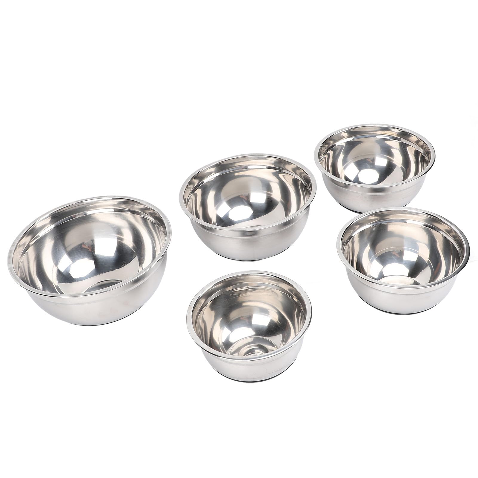 RIZGHWOY Set di 5 Ciotole in Acciaio Inox per Cuocere e mescolare. Set di Ciotole Multiuso per Verdure, Insalata, Uova, Liquidi (Tipo 1)