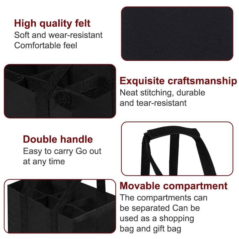 HOTUT Borsa per Portare 6 Bottiglie Da 1,5 Litri, Borsa Portabottiglie Sacchetto per Bottiglie, Borsa per il Trasporto Con Divisori per Bottiglie Borsa Porta Bottiglie per Bottiglie di Birra Vino Soda