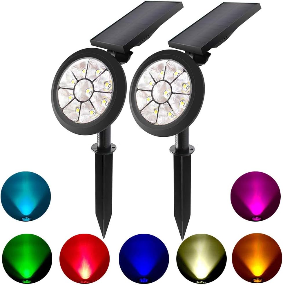 Solar Spotlights Outdoor Solar Lights Color Changing Super Bright 9