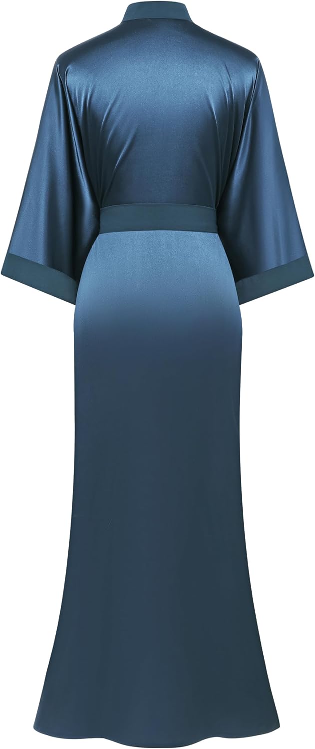 PRODESIGN Satin Kimono Robe Women Long Silky Kimono Bathrobe Sleepwear Wedding Bridesmaid Robe - Image 2