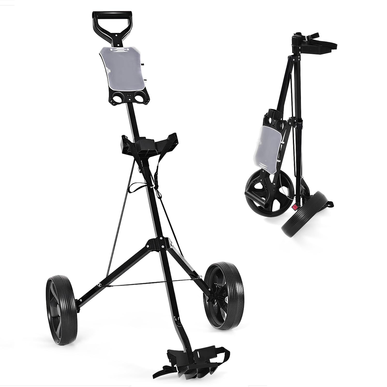 GYMAX Golf Trolley 2 Rad, Golftrolley klappbar mit Anzeigetafel, Leichter Golf Push Cart für Golfschläger & Golfbag