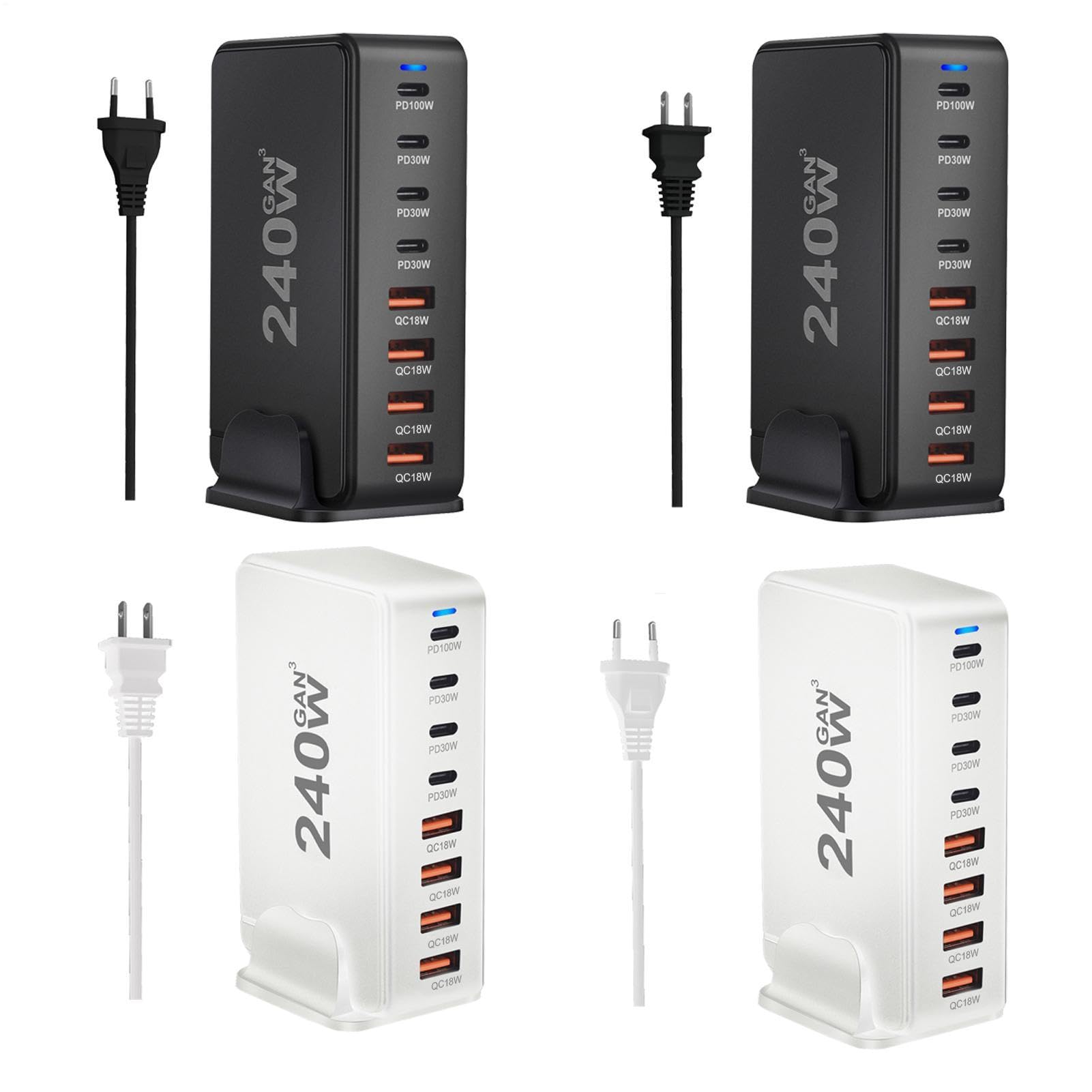 Cargador PD | Estación de carga PD de 8 puertos múltiples | Bloque de cargador USB C rápido compacto, enchufe rápido para ordenadores portátiles y tabletas