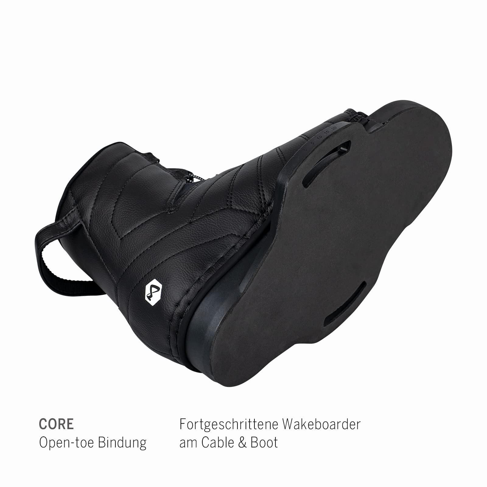 MESLE Wakeboard-Bindung Core, 32-47 EU, Open Toe Boots für Fortgeschrittene, für Boot und Seilbahn, schwarz
