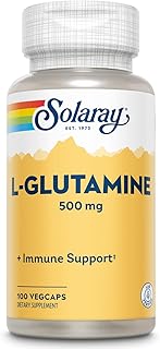 SOLARAY L-Glutamine 500mg | Healthy Muscle Recovery, Gastrointestinal & Immune System Support | Non-GMO | Vegan | Lab Verified | 100 VegCaps