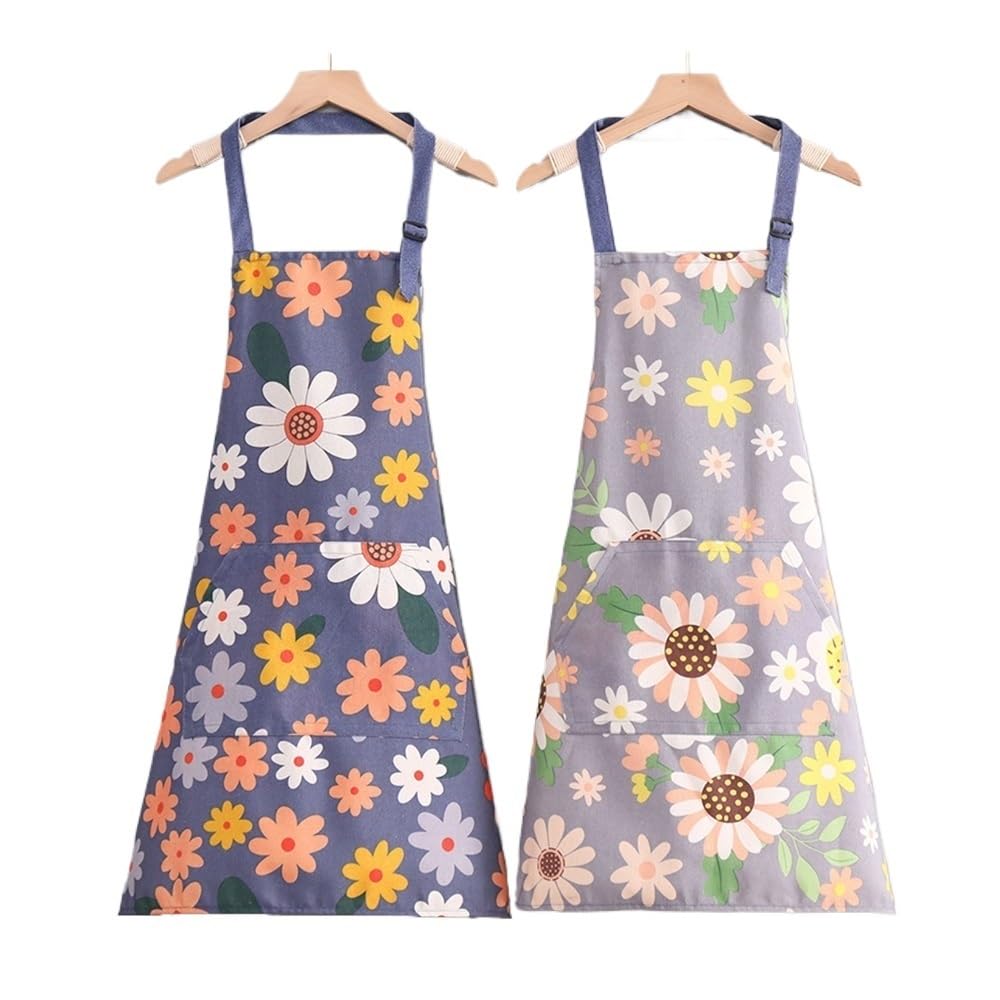 10pcs Cartoon Girasole Grembiule, Estate Sottile, Cinghia Regolabile Donne Senza Maniche Cucina Casa Pulito
