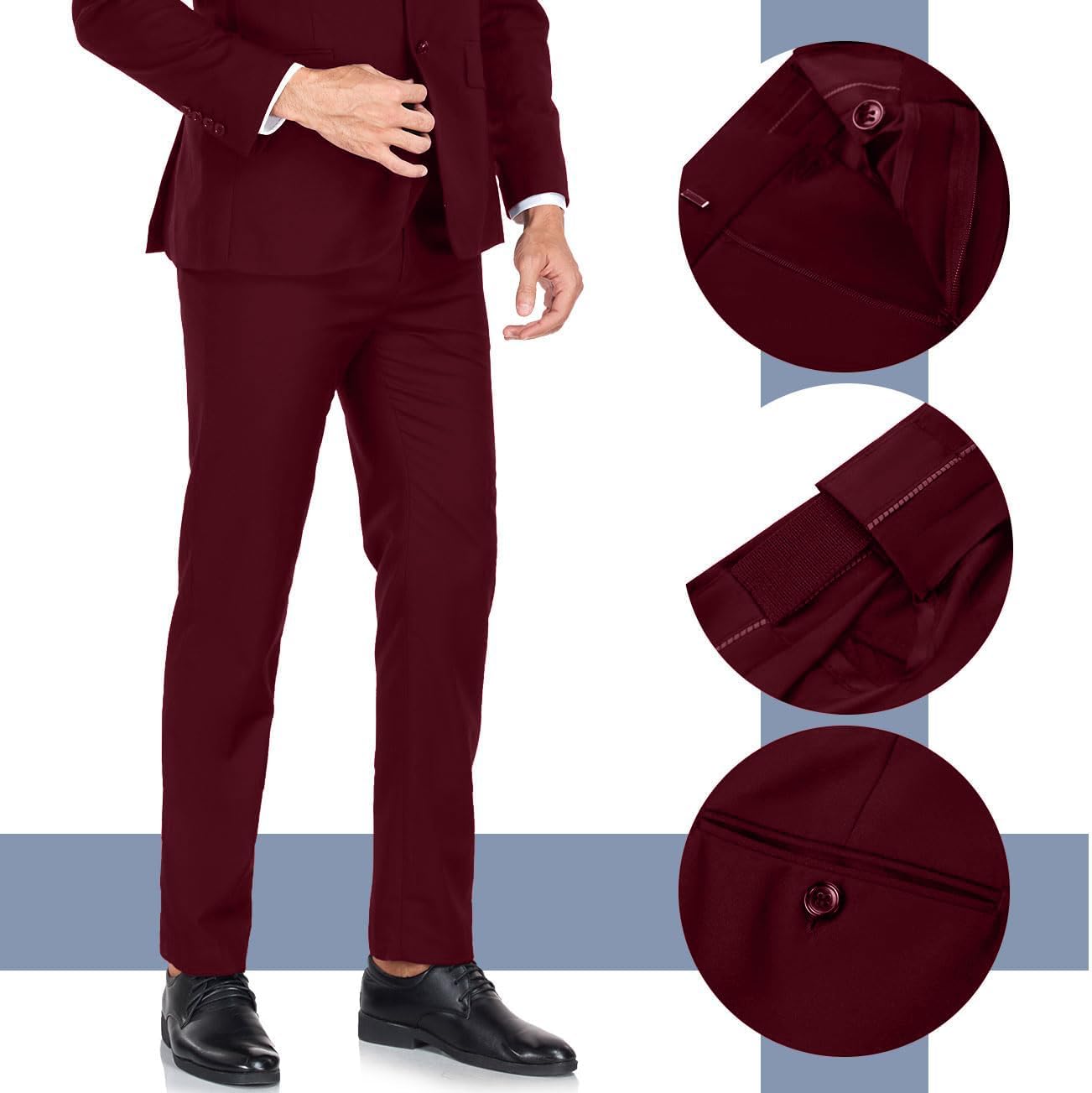 Mens Suit 2 Pieces Suits for Men Slim Fit Blazer Wedding Prom Tuxedo Suit Jacket Pants Set - Image 5