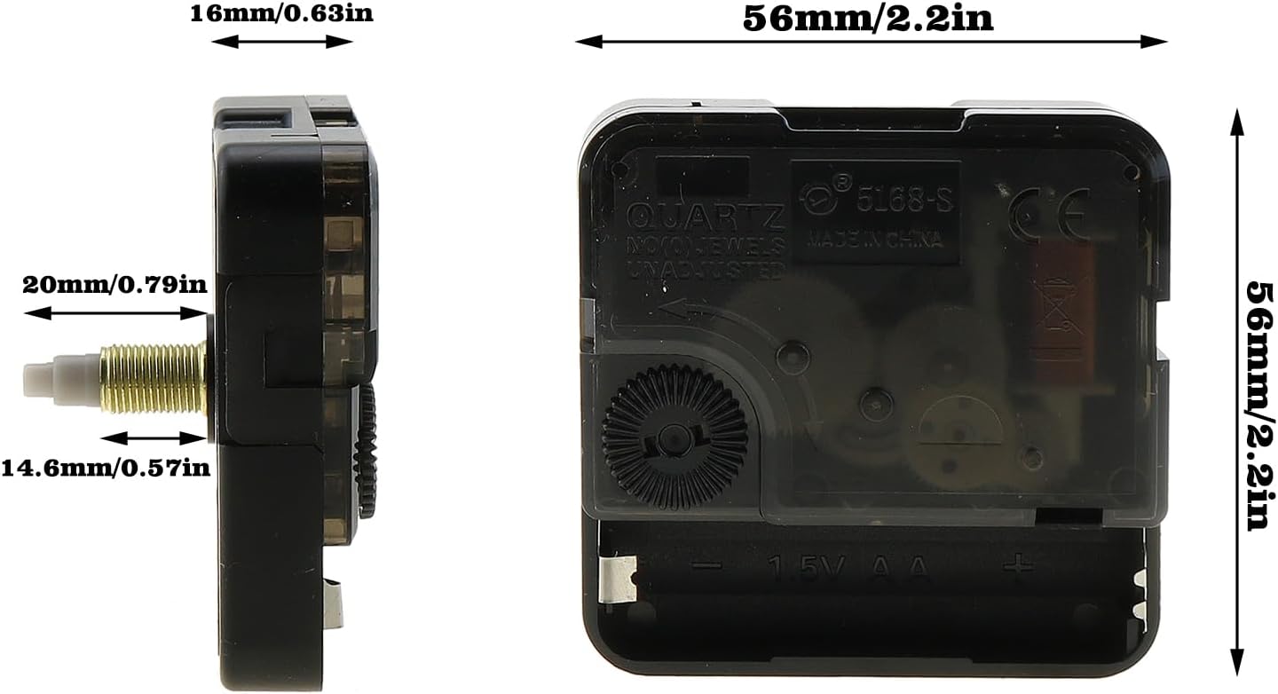 2-Pack High Torque Long Shaft Clock Movement Kit (Includes 5 Pairs of Different Style Hands) Clock Repair Replacement Parts