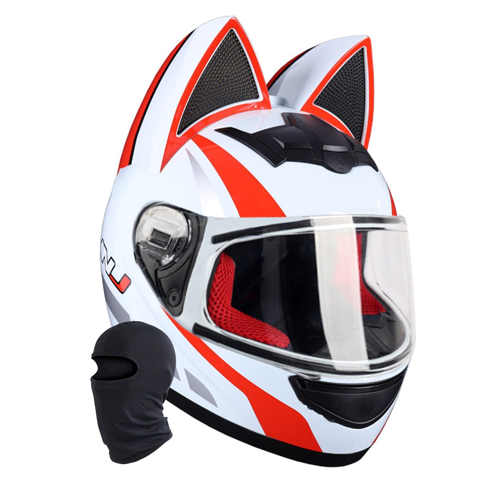 Amazon.co.jp: オートバイフルフェイスヘルメット猫耳ガール女性 DOT