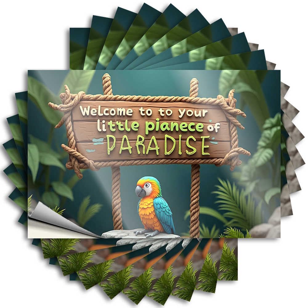 Welcome to Your Little Piece of Paradise: A Tropical Haven Saying Grunge | Fall Tumbler Removable Decal Pack(8X12CM)