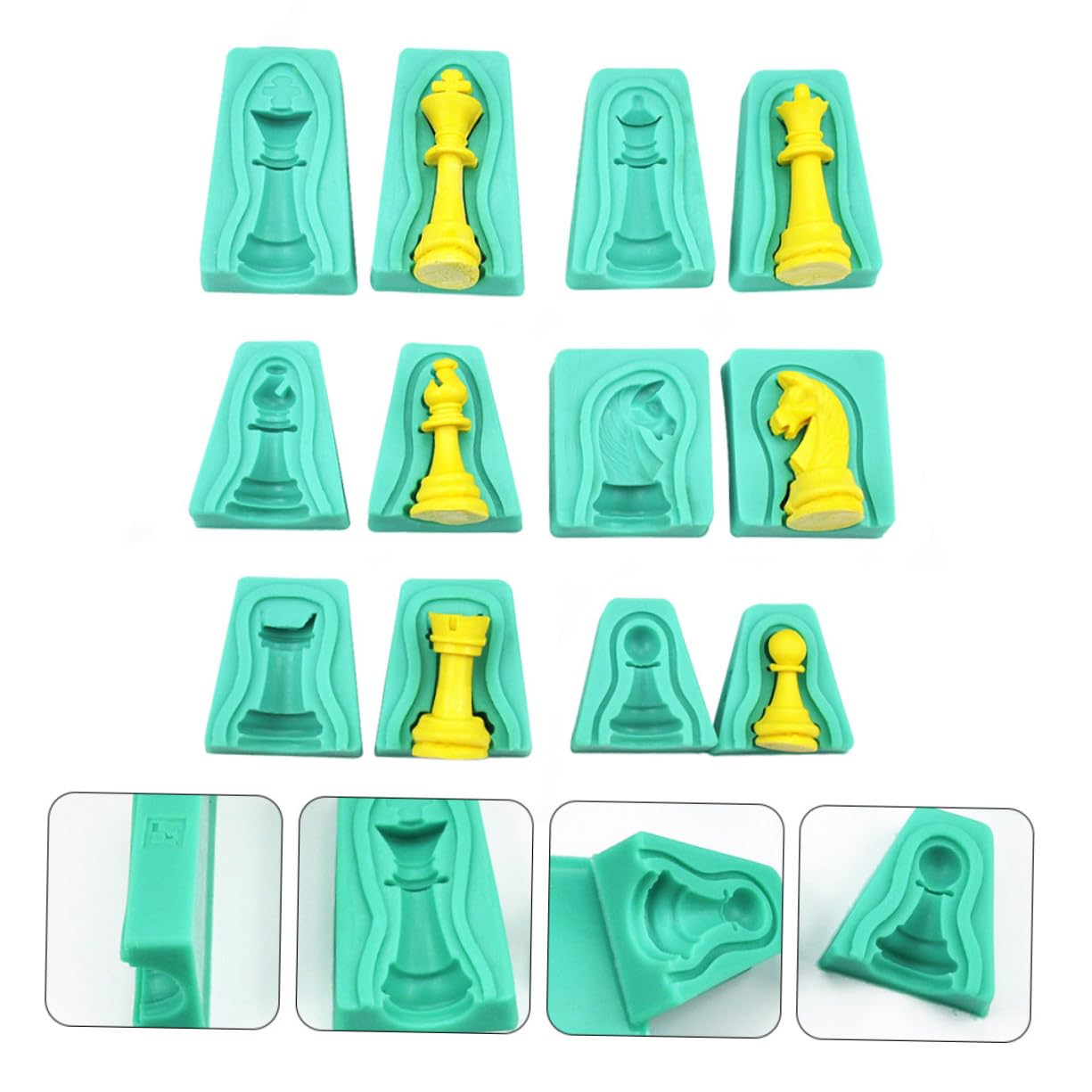 Molde de Silicona para Ajedrez 12 Piezas, Verde, para Hornear