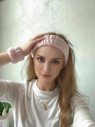 Miniatura 8 de S G SMILE GIRLS Juego de toalla grande de microfibra con diadema de spa y pulseras para lavar la cara, súper absorbente, toalla de secado de cabello