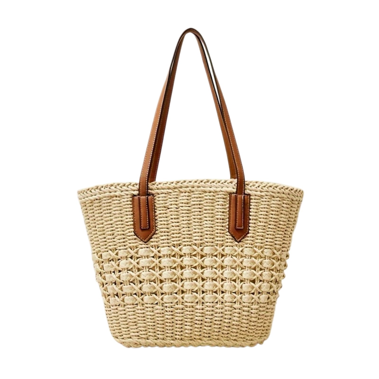 Umhängetasche Bohemia Frauen Schultertaschen Große Kapazität Sommer Korb Strohtasche Für Reise Strandtasche-Khaki