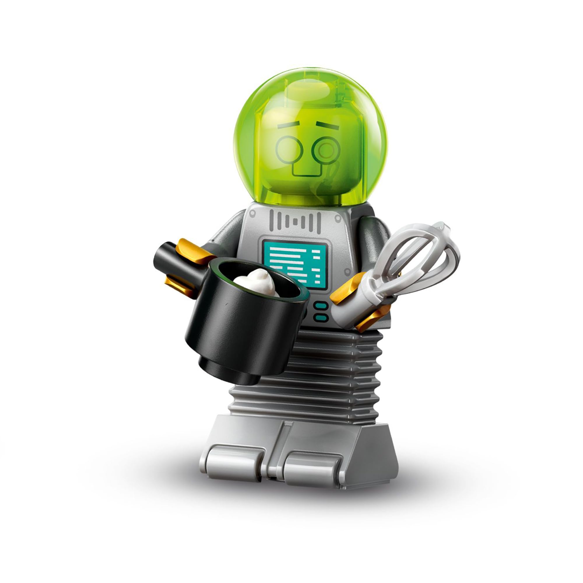 BRICK Flip Robot Butler, Lego Minifigures Series 26 Space, Single Collectible Figure, Complete Set with Stand and Accessories, CMF (col26-9)