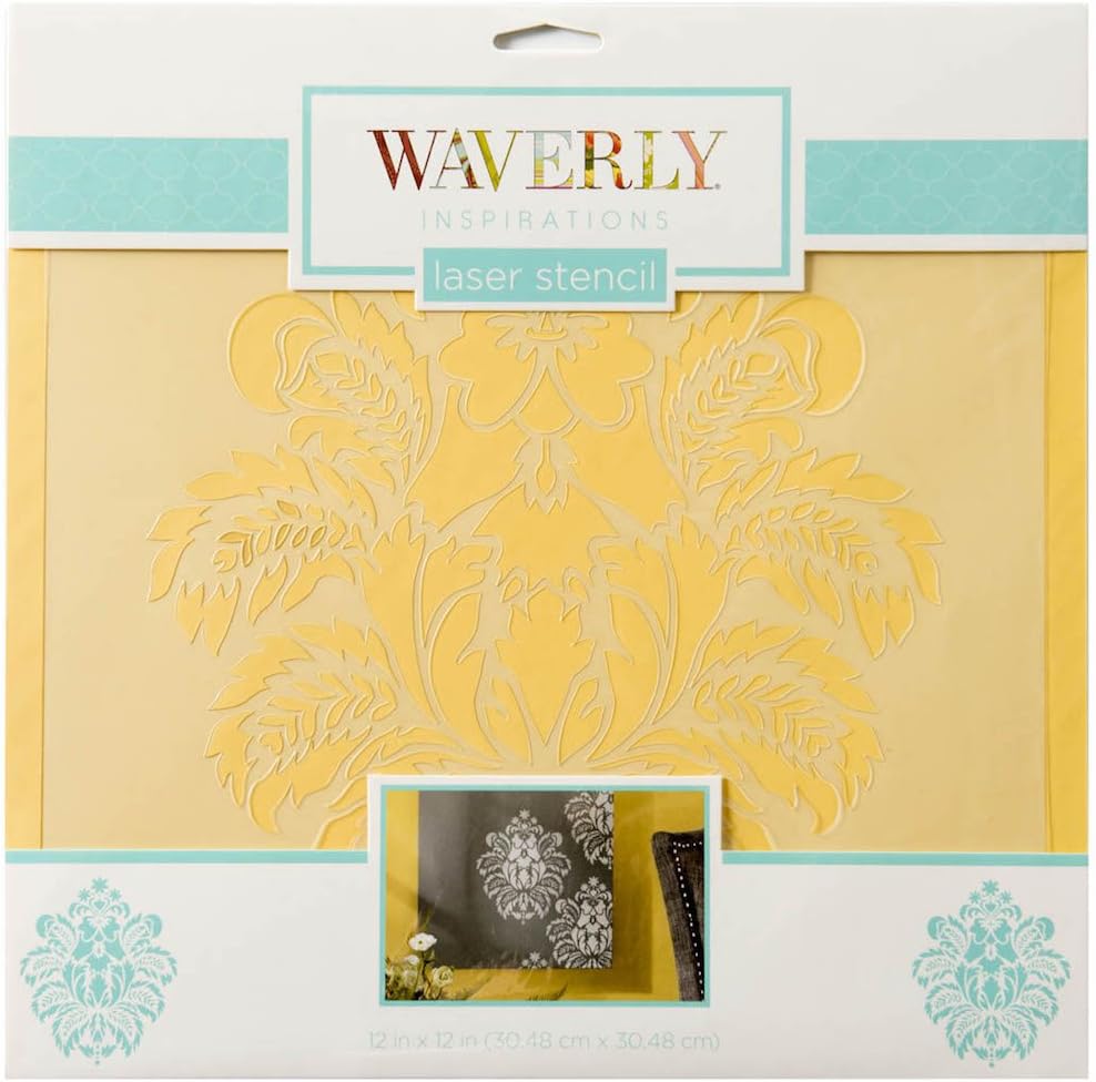 WaverlyInspirations Laser Cut Reusable DIY Wall Decor Stencil - Damask 12 X 12