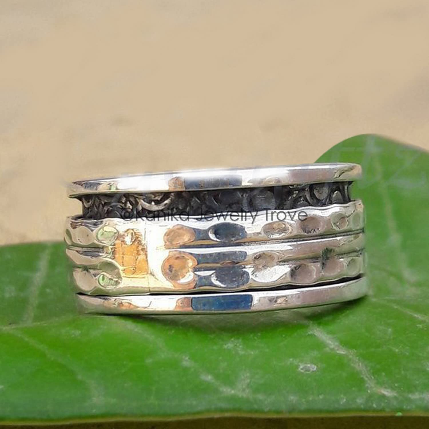 Anillos de plata de banda ancha para mujer,Anxiety Ring for Meditaion, 925 Sterling Silver Spinner Band Rings for Women, Gift Ring for Christmas