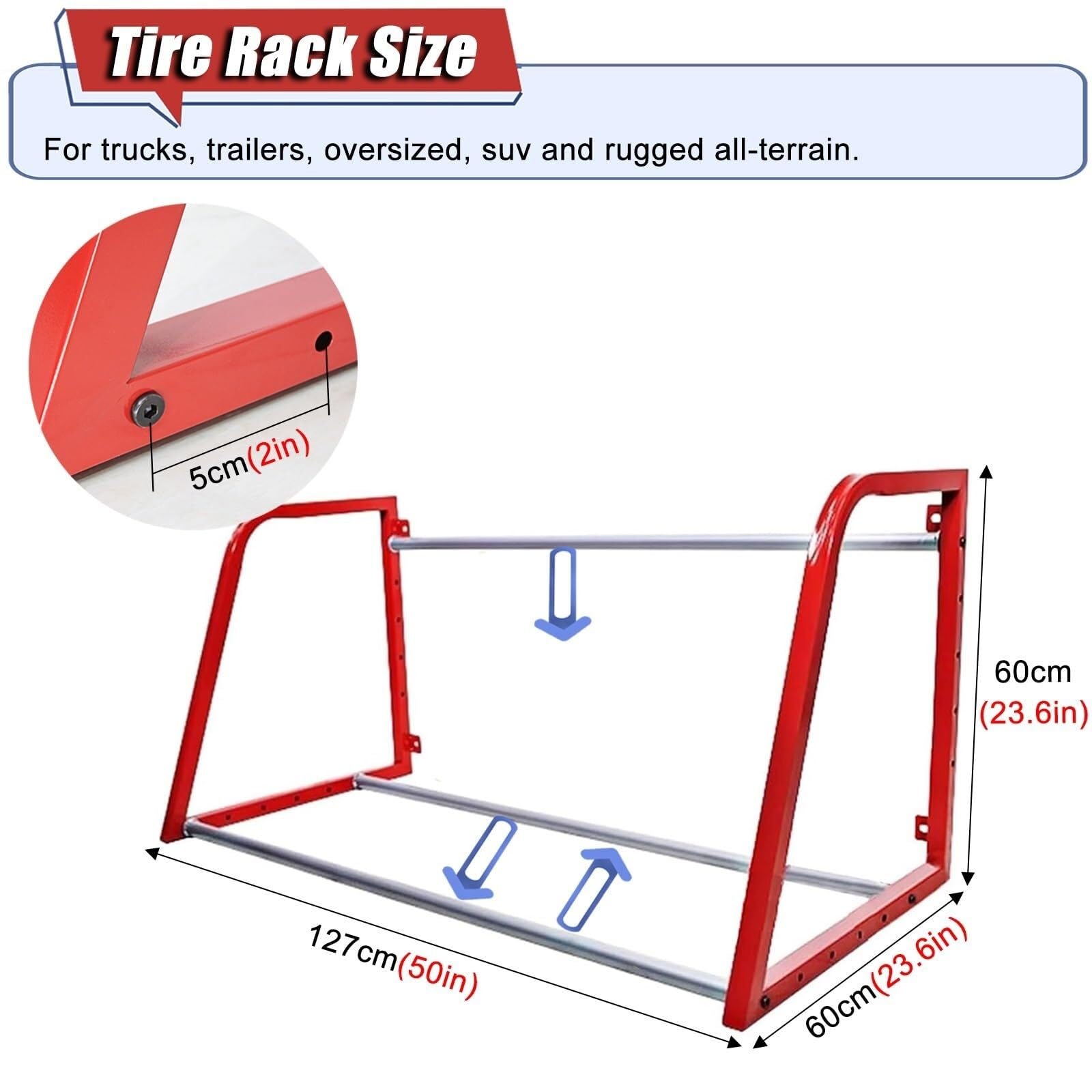 Supporto per Pneumatici da Parete, Porta Pneumatici con Barra Trasversale Regolabile, può Contenere 4 Pneumatici per casa, Garage, Appartamento