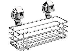 Suction Cup Shower Caddy and Soap Dish with Hooks for Storage