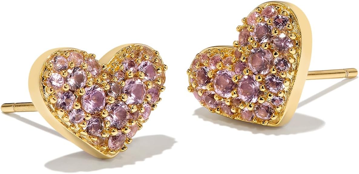 Kendra Scott Ari Pave Crystal Heart Stud Earrings, Fashion Jewelry for Women