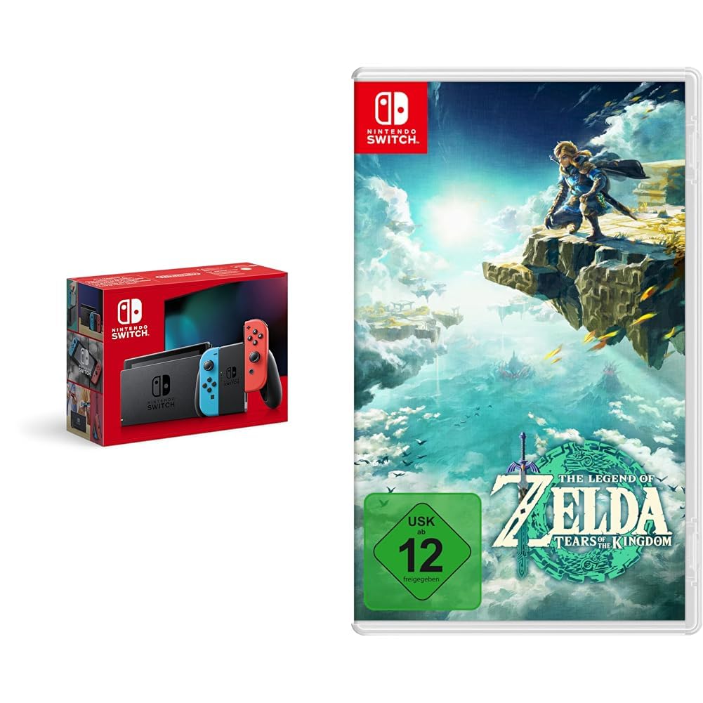 Nintendo The Legend Of Zelda: Tears Of The Kingdom Gra, Czarny & Consola Nintendo Switch - Color Azul Neón/Rojo Neón
