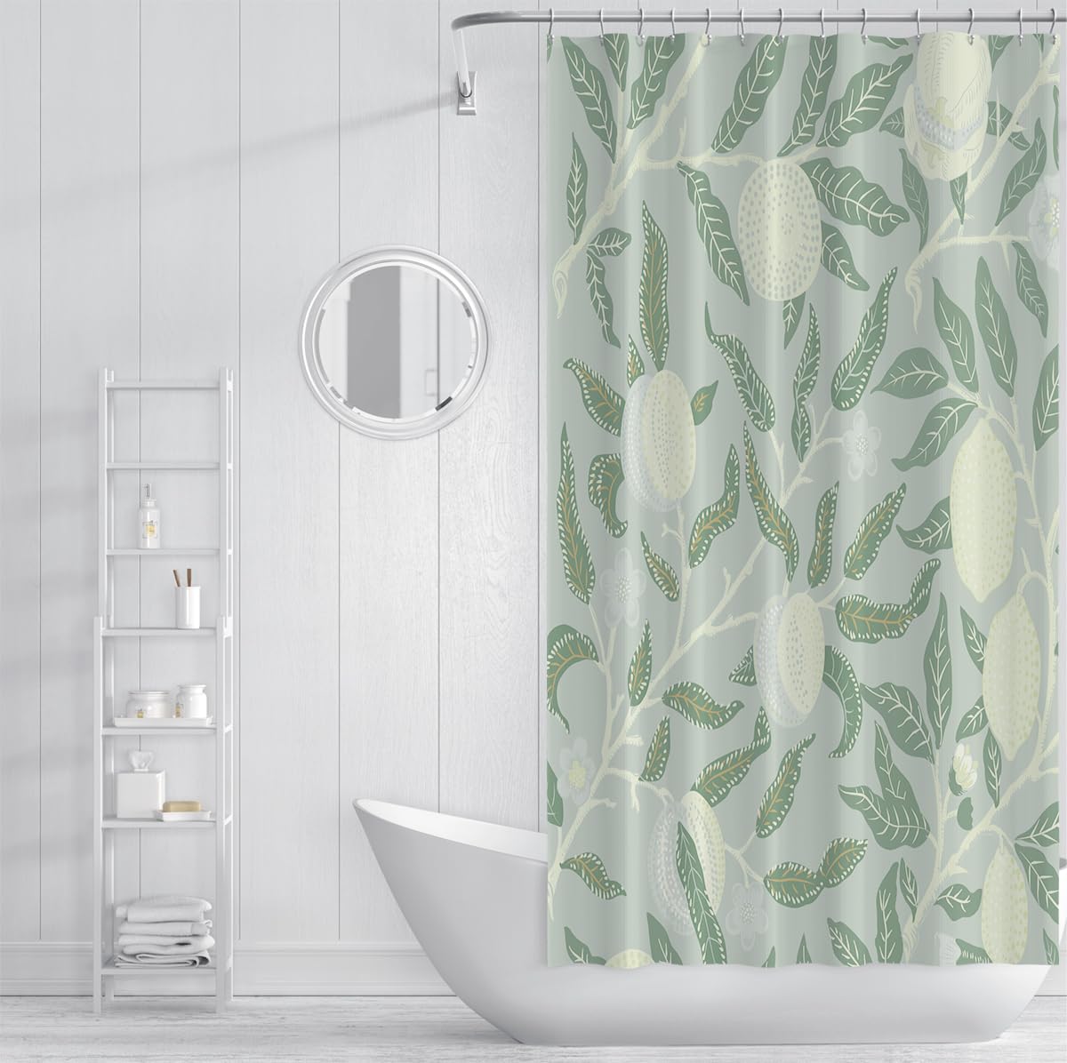 Cortina de Ducha Estilo Morris Verde Salvia Baño 180x180cm