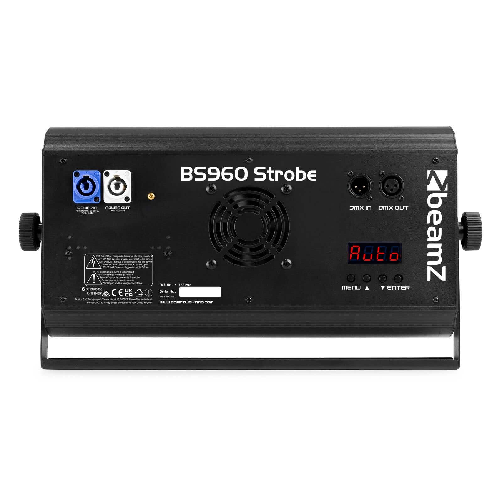 BeamZ BS960 - Stroboscopio LED SMD RGBW - Combo Strobe e illuminazione d'atmosfera, Blinder, Wash, 16 segmenti controllabili, DMX, modalità Auto, alimentazione Daisy Chain, ideale per spettacoli e