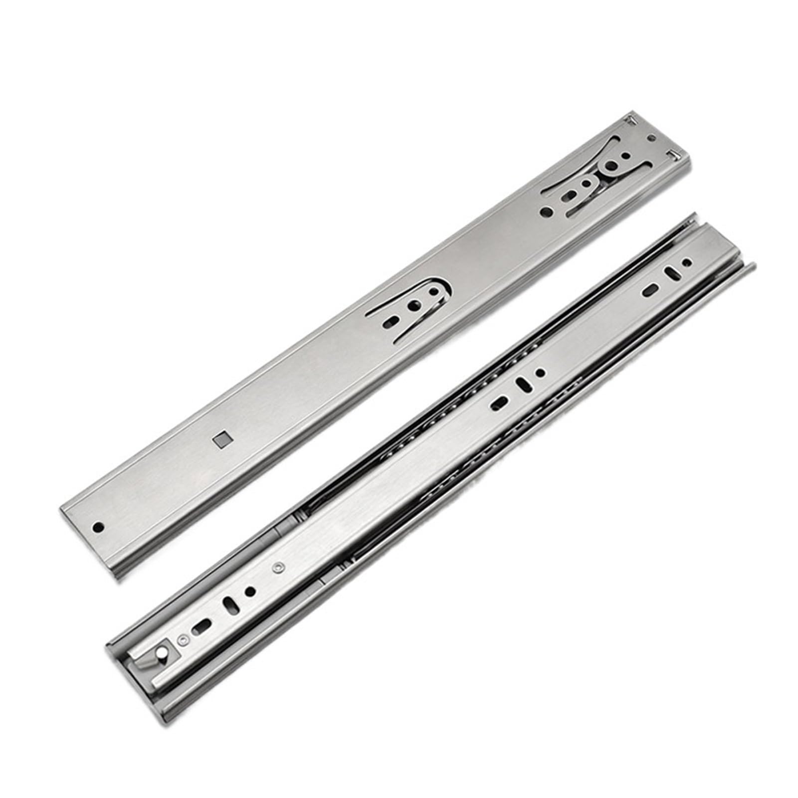 Ppqiru One Color 4Pcs 10"-22" Stainless Steel Cabinet Slides Soft Close Three-Section Drawer Rails Buffer Damper Hardware For Cabinet Drawer(Buffer 12Inch 30Cm)
