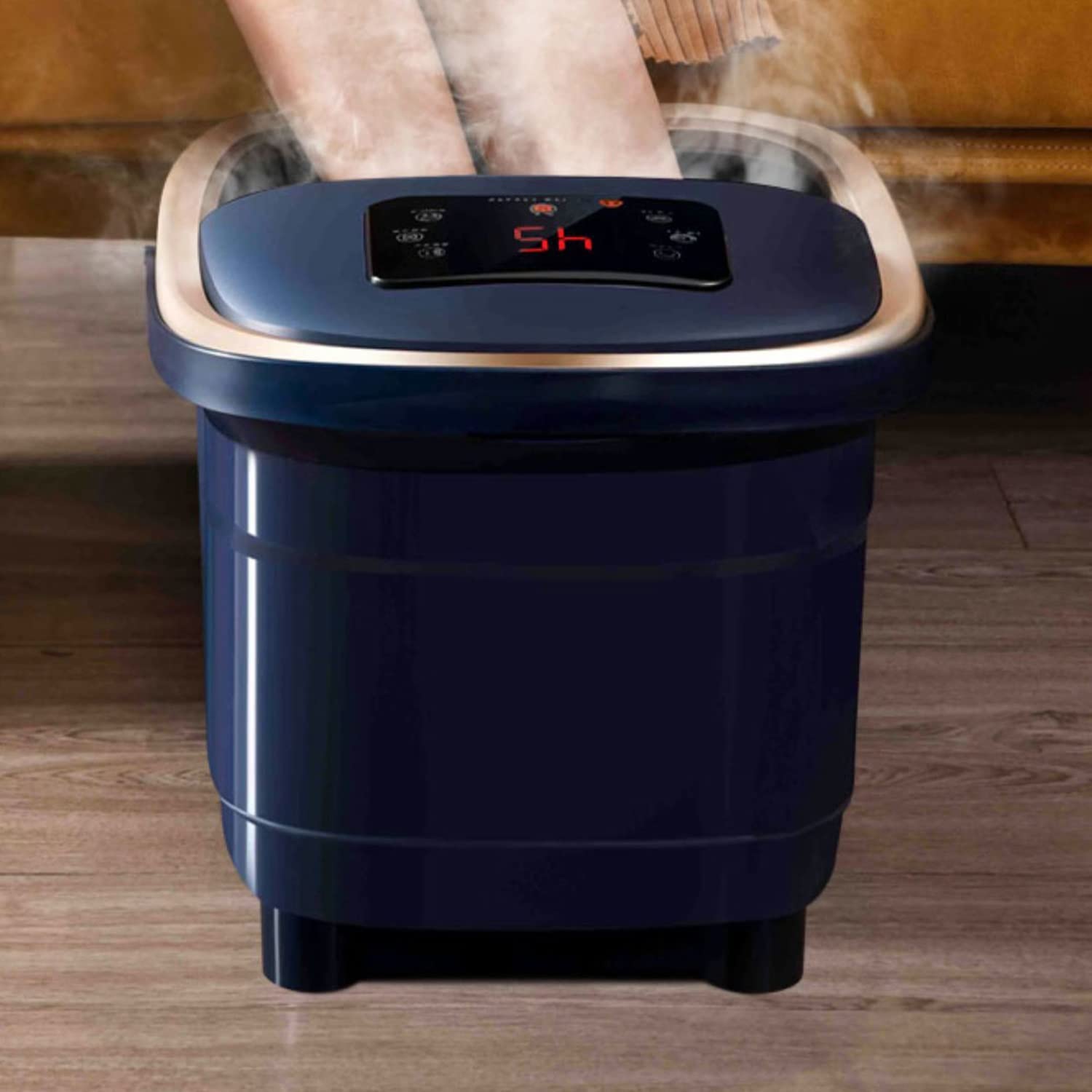 Masajeador de Baño de Spa para Pies con Calentamiento Rápido, 6 Rodillos de Masaje Motorizados para Baño de Pies con Luz Roja, Temporizador de Control de Temperatura Inteligente, Alivio Del Estrés en