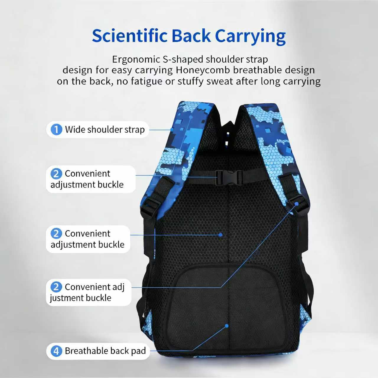 Blue Boy's schoolbag Teenage Middle School Students Bookbag Big Student Laptop Backpack For College Women Middle High School Teen Girls Bookbag Travel Daypack