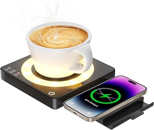 WHOLEV Calentador de taza de café, calentador inteligente para escritoriohogar, 3 ajustes de calor controlados por temperatura, apagado automático
