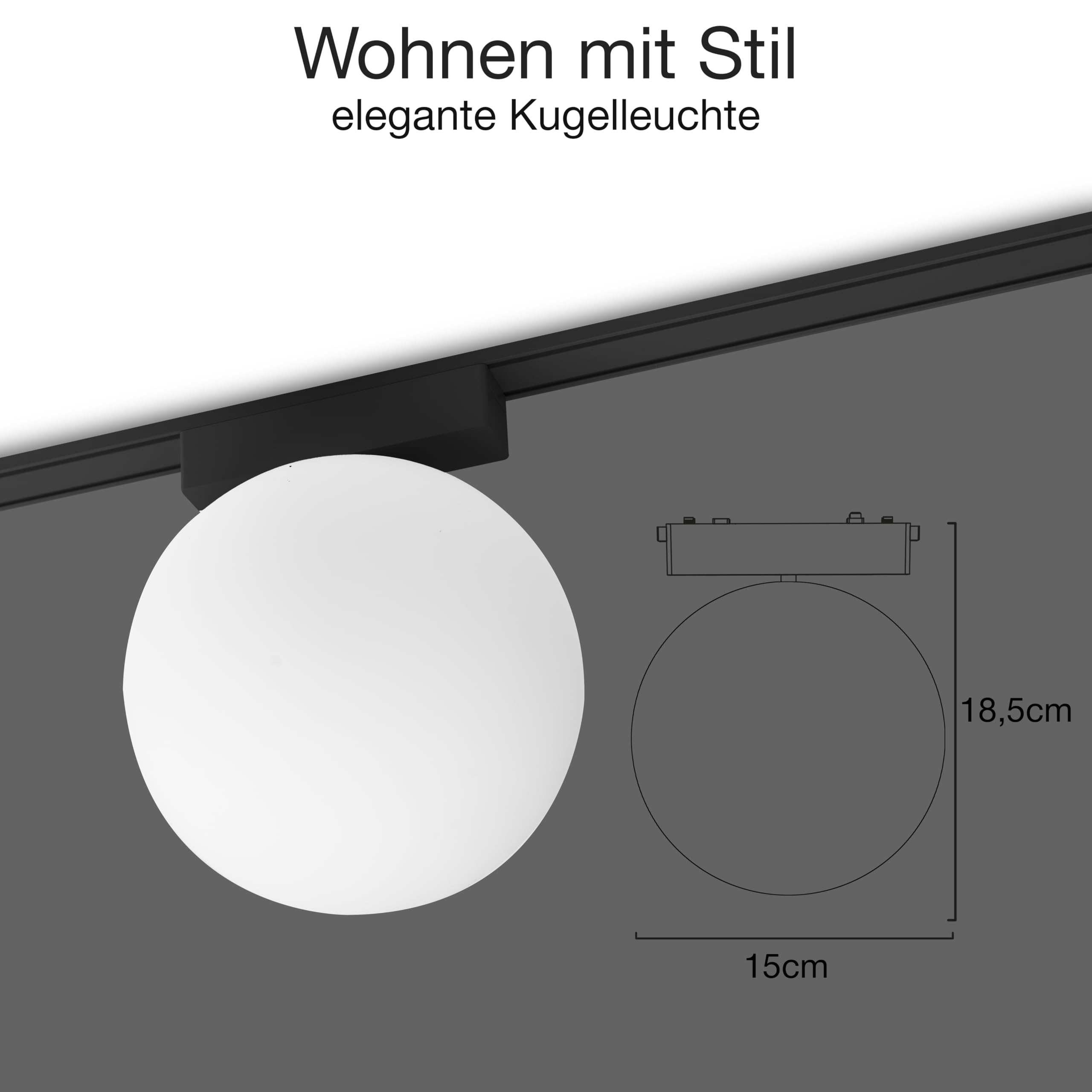 LED Kugelleuchte Zigbee dimmbar 9W Deckenleuchte für Schienensystem Schwarz