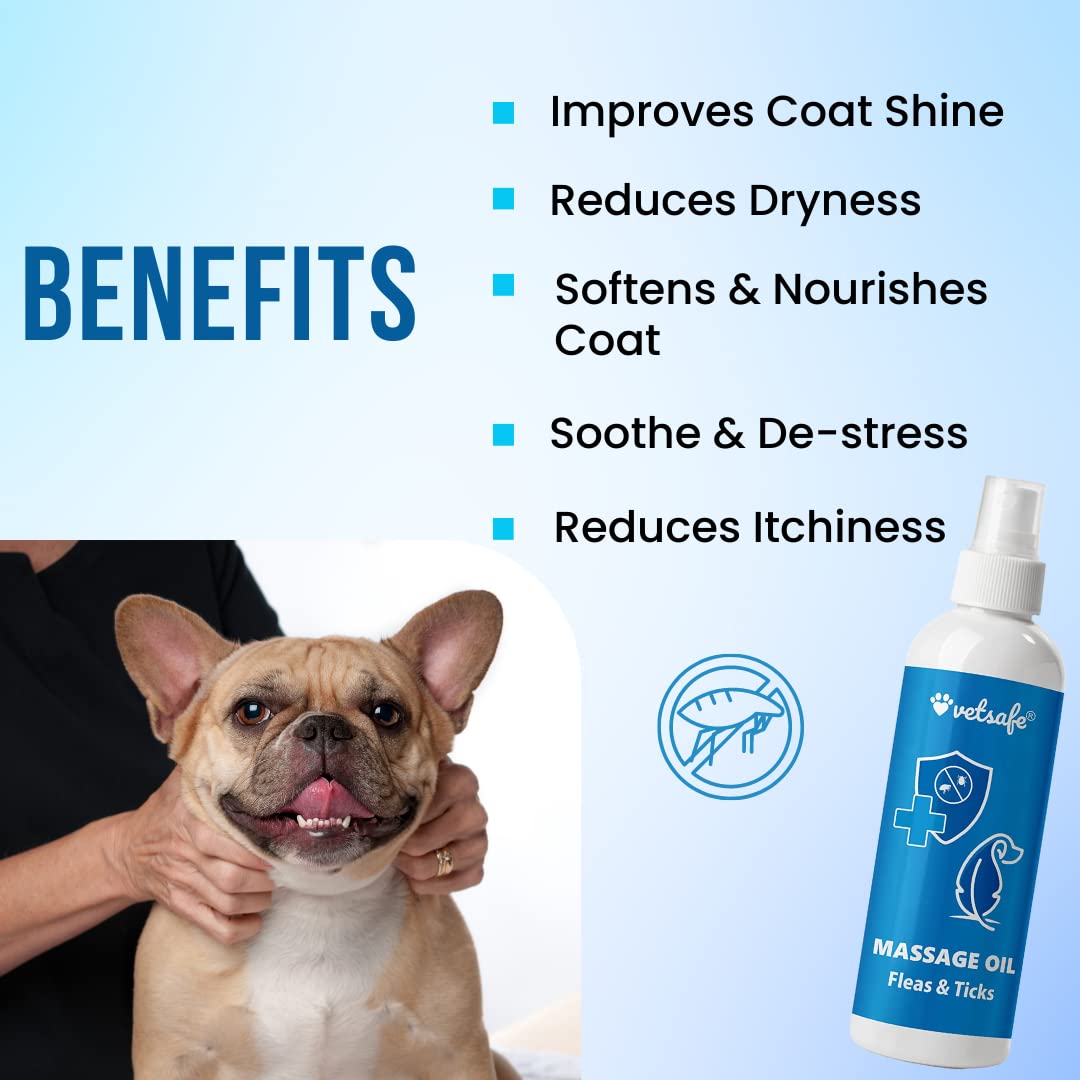 VetSafe Massage Oil for Dogs & Cats 200 ml | Pain & Anxiety Relief | Herbal Calming Massage Oil | Joint Support & Stress Relief | Skin, Coat & Allergy Care 2