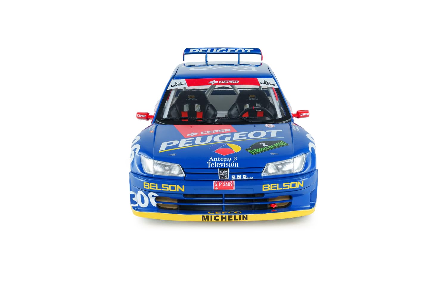 Solido Peugeot 306 Maxi #2 Rally De Avilés 1997 – Diecast Rallye Voiture de Course, J.Ascona J.Billmaier Voiture de Course Miniature de Sport Automobile détaillée Bleu 1:18