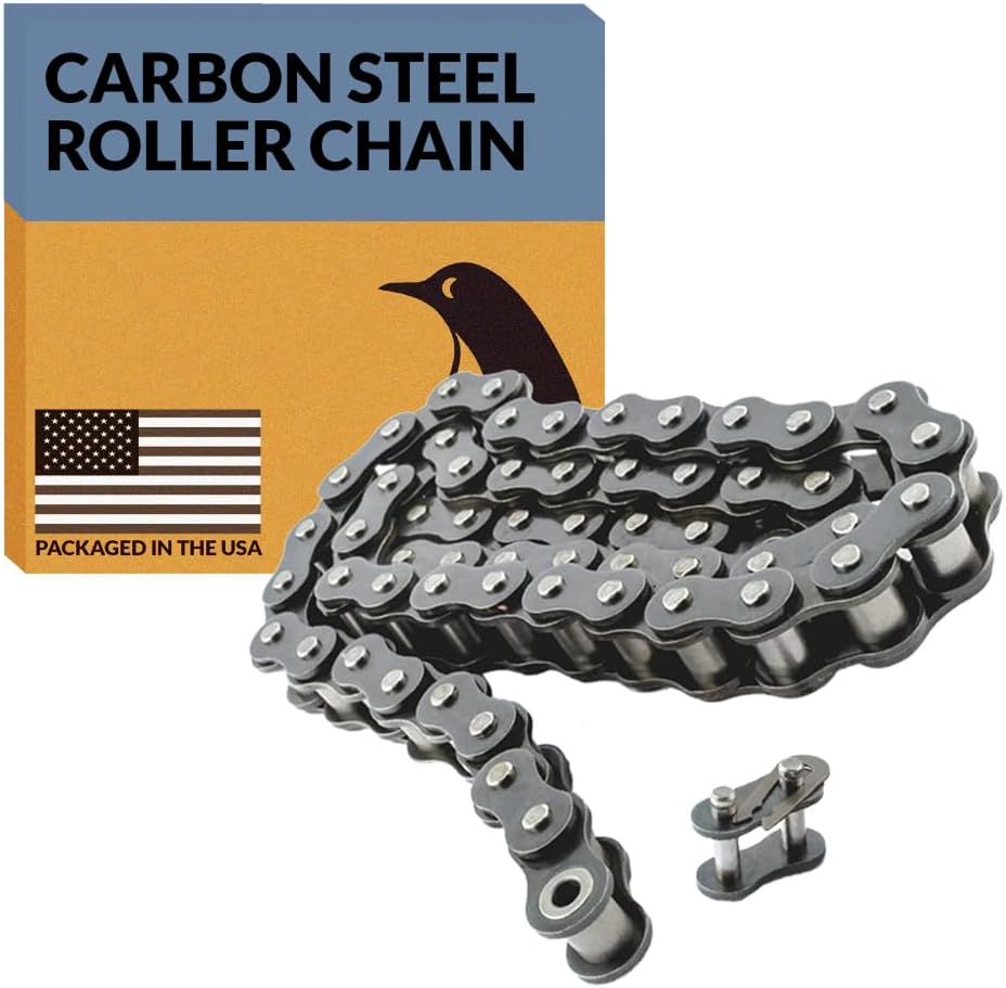 PGN #40 Roller Chain - 3 Feet + Free Connecting Link - Carbon Steel Chains for Bycicles, Mini Bikes, Motorcycles, Go-Karts, Home and Industrial Machinery - 71 Links