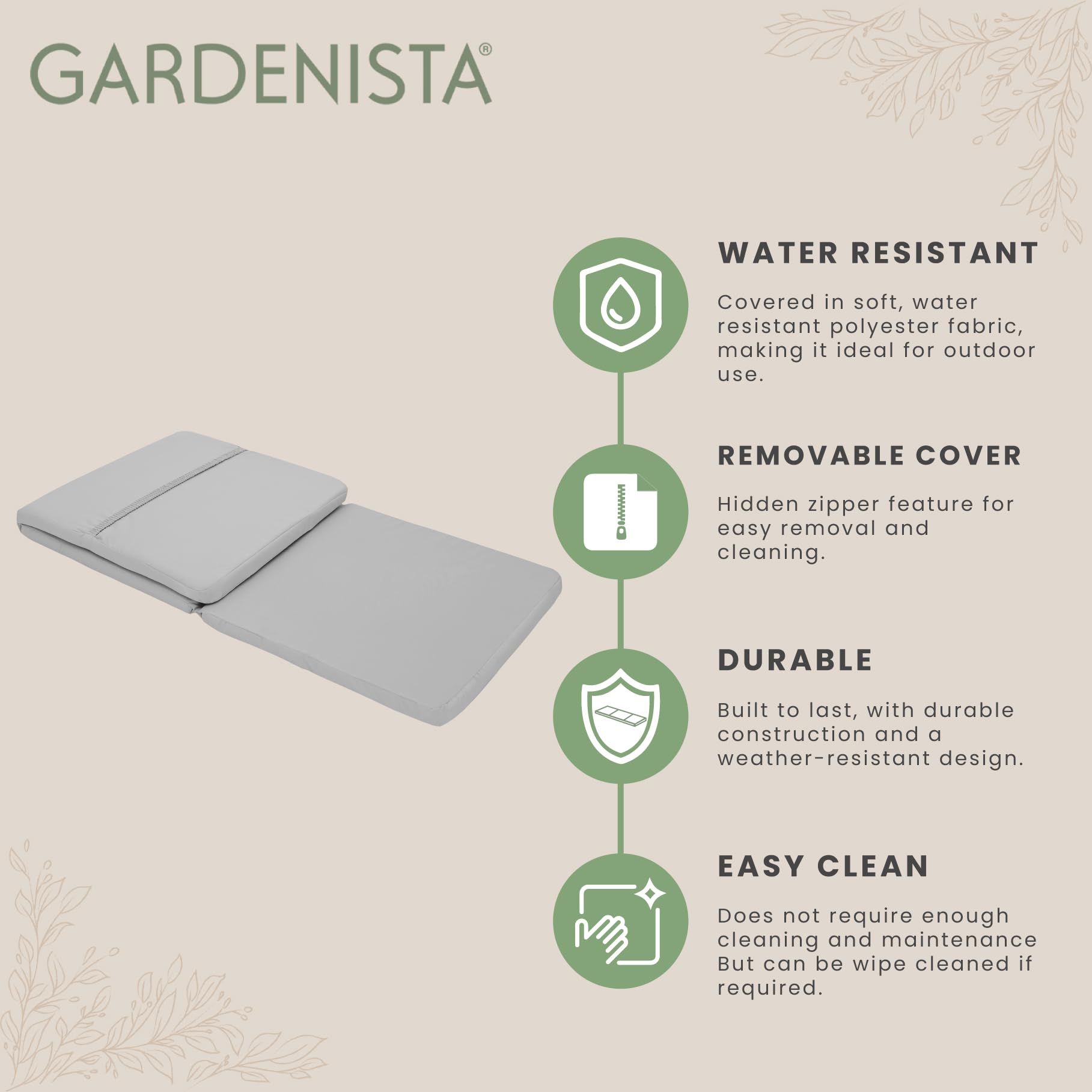Gardenista Allibert Keter Daytona - Almohadilla de repuesto para tumbona de jardín, resistente al agua, para silla reclinable, muebles de patio (color gris)