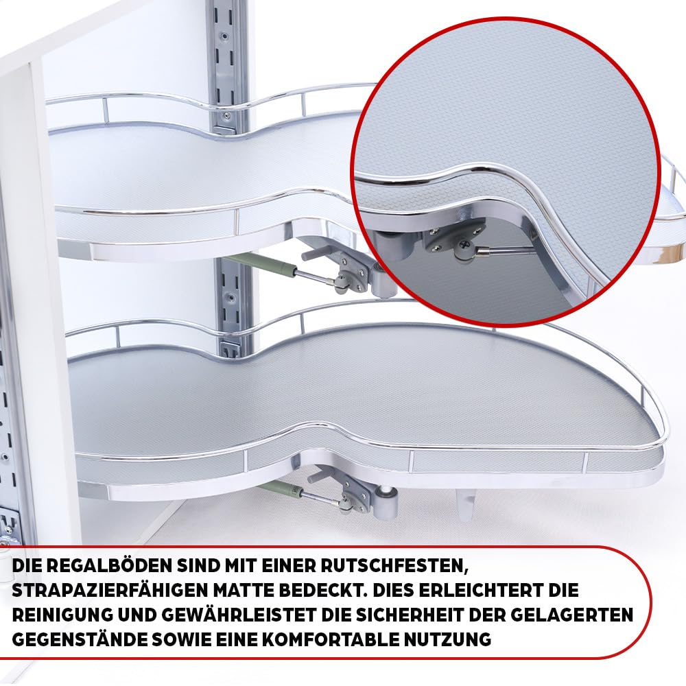 TMY Magic Corner Eckschrank Organizer Höhenverstellbarer Rechts 1000 mm | Ausziehbare Schublade Küche, Auszug Küchenschrank Soft-Close-Funktion, Teleskopschublade Ausziehbar für Küchen Schrank