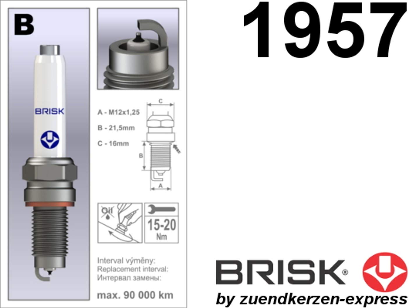 BRISK Platin BOEX14YP 1957 Zündkerzen, 4 Stück