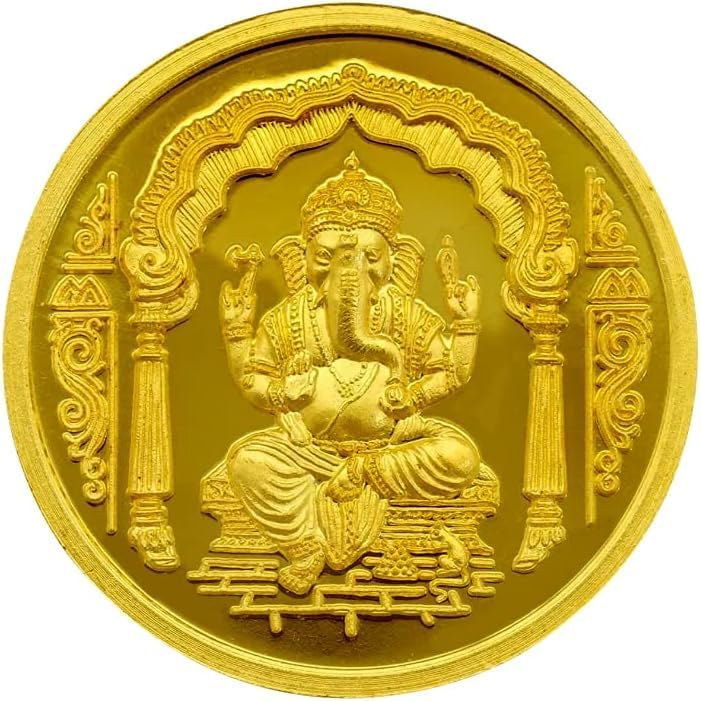 Ganesha Arts Ganesh Coin in Pure 24k 995 Yellow Gold 5 Gram Certified