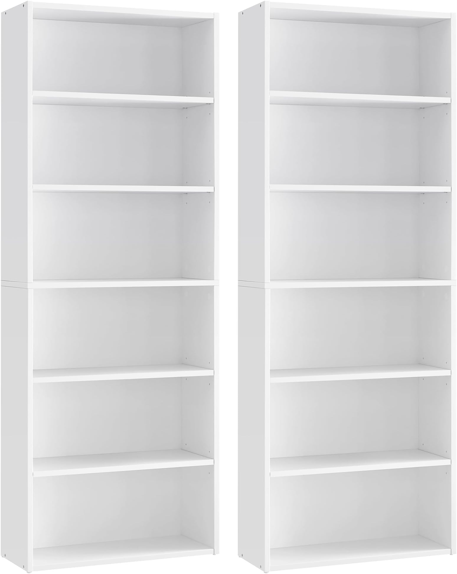 VASAGLE Set of 2 Bookshelves, 23.6 Inches Wide, 6-Tier Open Bookcases with Adjustable Storage Shelves, Floor Standing Units, Cloud White ULBC166T14-2