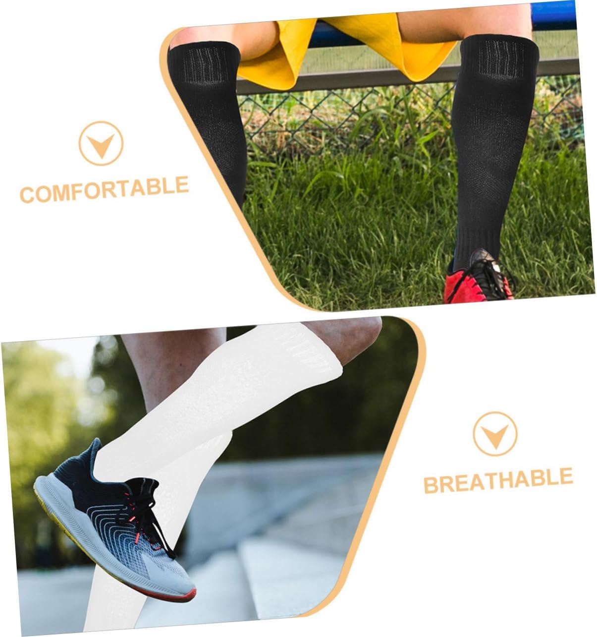 BESPORTBLE 2pairs Comfortable Youth Soccer Socks for Boys and Girls Sports Stocking Calf Support Breathable Material for Soccer Baseball and Sports Activities