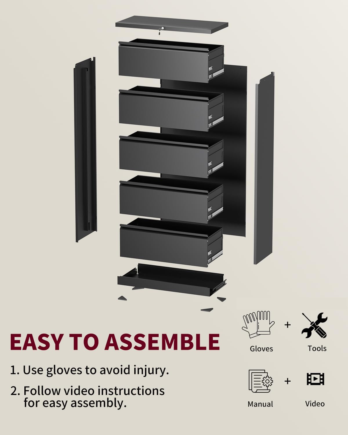 2 Drawer Lateral File Cabinet with Lock, Metal File Cabinets for Home Office, Large Filing Storage Cabinet Printer Stand, Steel Wide File Cabinet for Legal/A4/F4/Letter Size Files(Black)