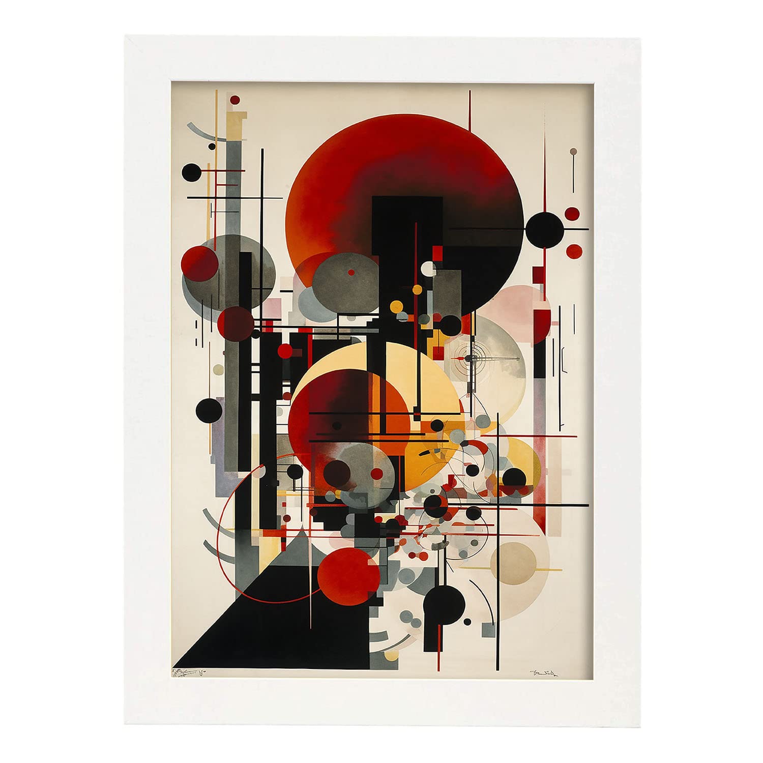 Nacnic Poster BAUHAUS RED SUN White Frame A3