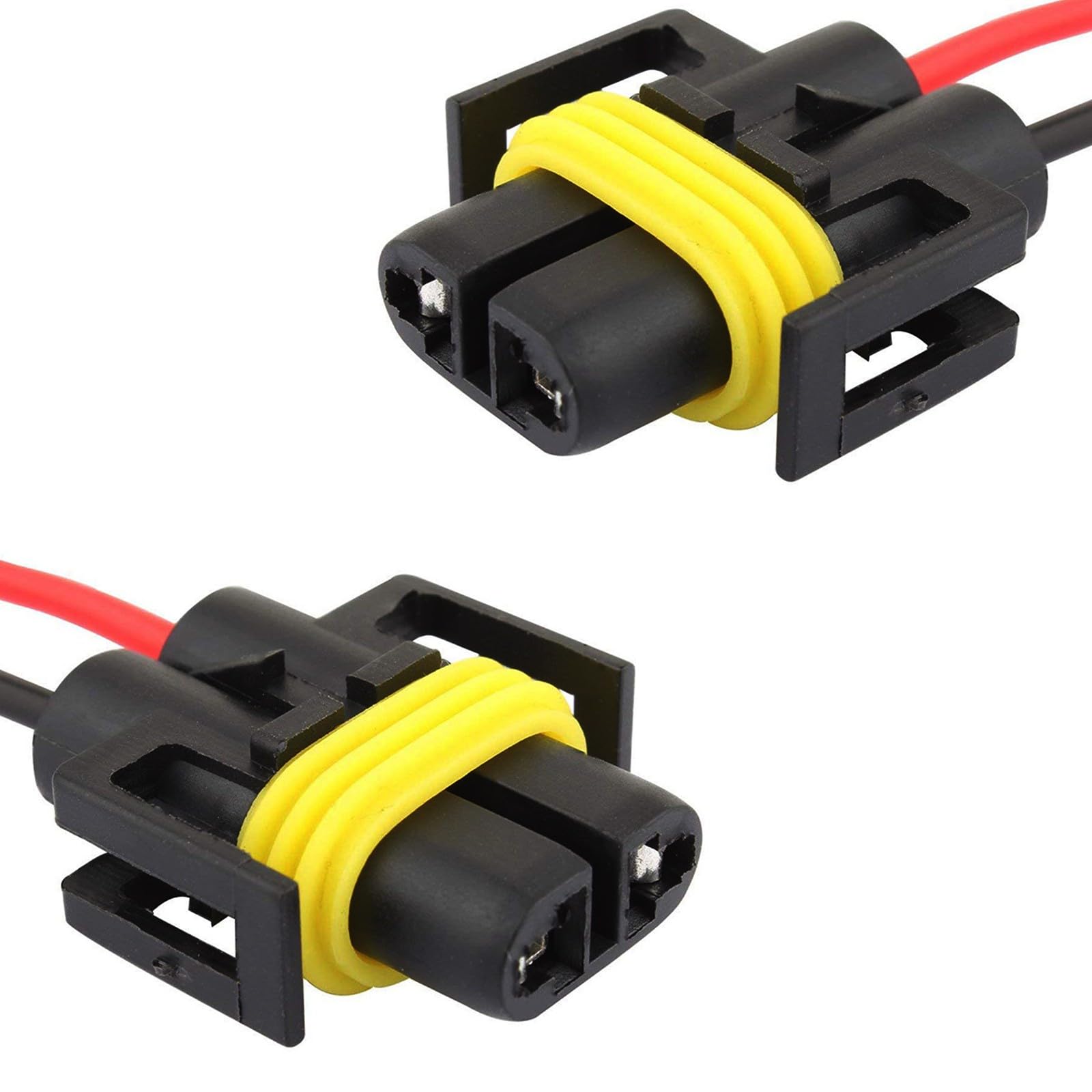 Yumfugu Pack-2 H11 Socket Wire Harness Connectors, Waterproof Fog Light Harness Plug, Multi-Purpose Pigtail Adapter Plug, for Fog Light High Low Beam