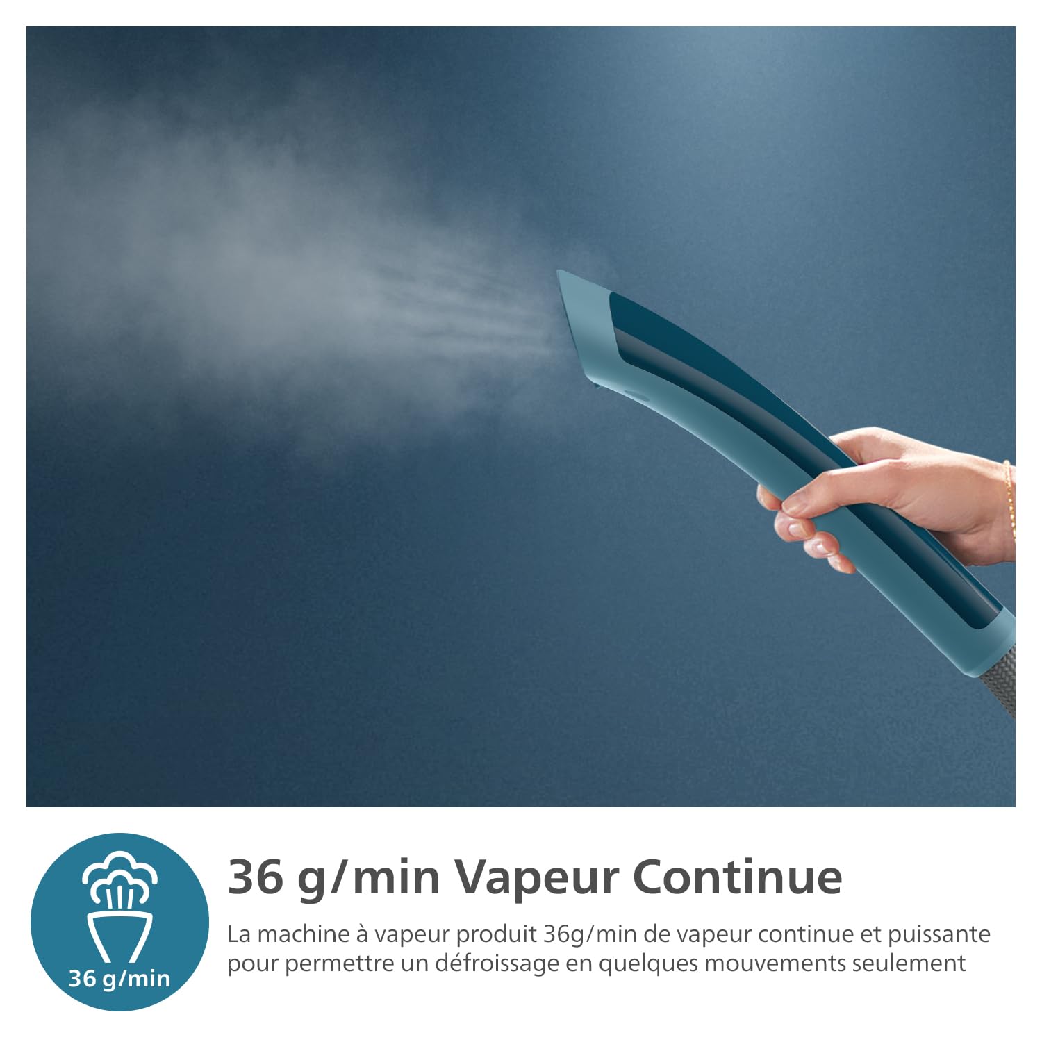 Philips Défroisseur Série 1000 - Steamer 1800W, Grand réservoir 1.8L, 3 réglages vapeur, StyleBoard intégré, Défroissage facile, prêt en 30sec, Élimination de 99,9% des bactéries, Blanc (STE1040/20)